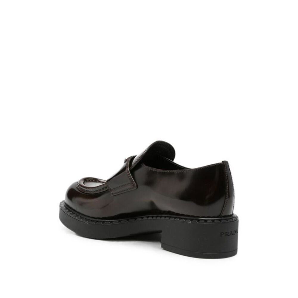 Prada Women Chocolate Leather Loafers - Picture 2 of 4